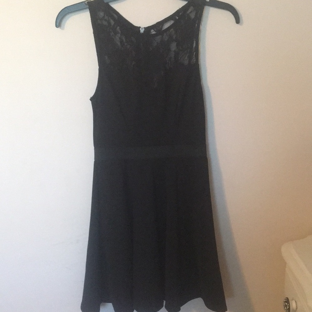 Little black dress with lace top